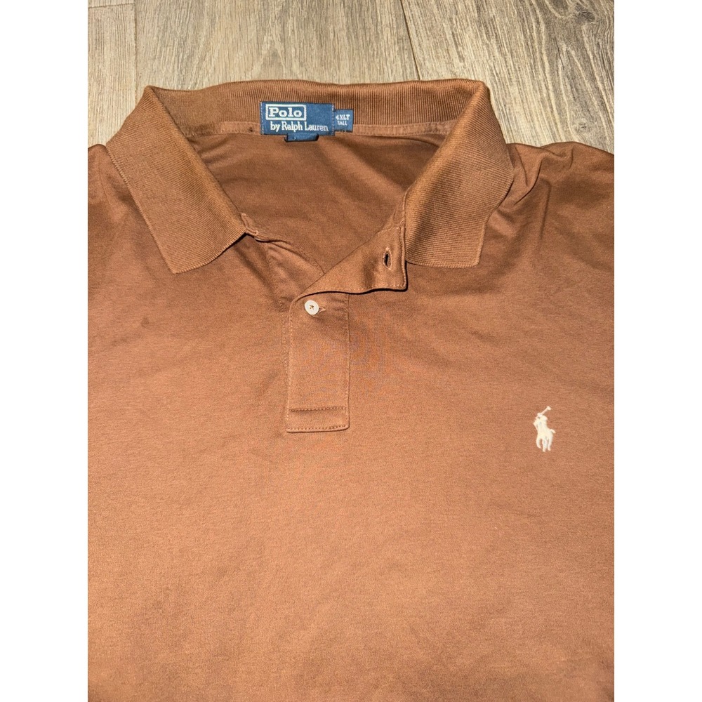 Polo Ralph Lauren Mens 4XLT Brown Short Sleeve Pony Logo Pique Polo Shirt Tall